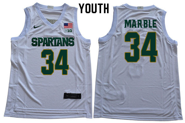 2019-20 Youth #34 Julius Marble Michigan State Spartans College Basketball Jerseys Sale-White